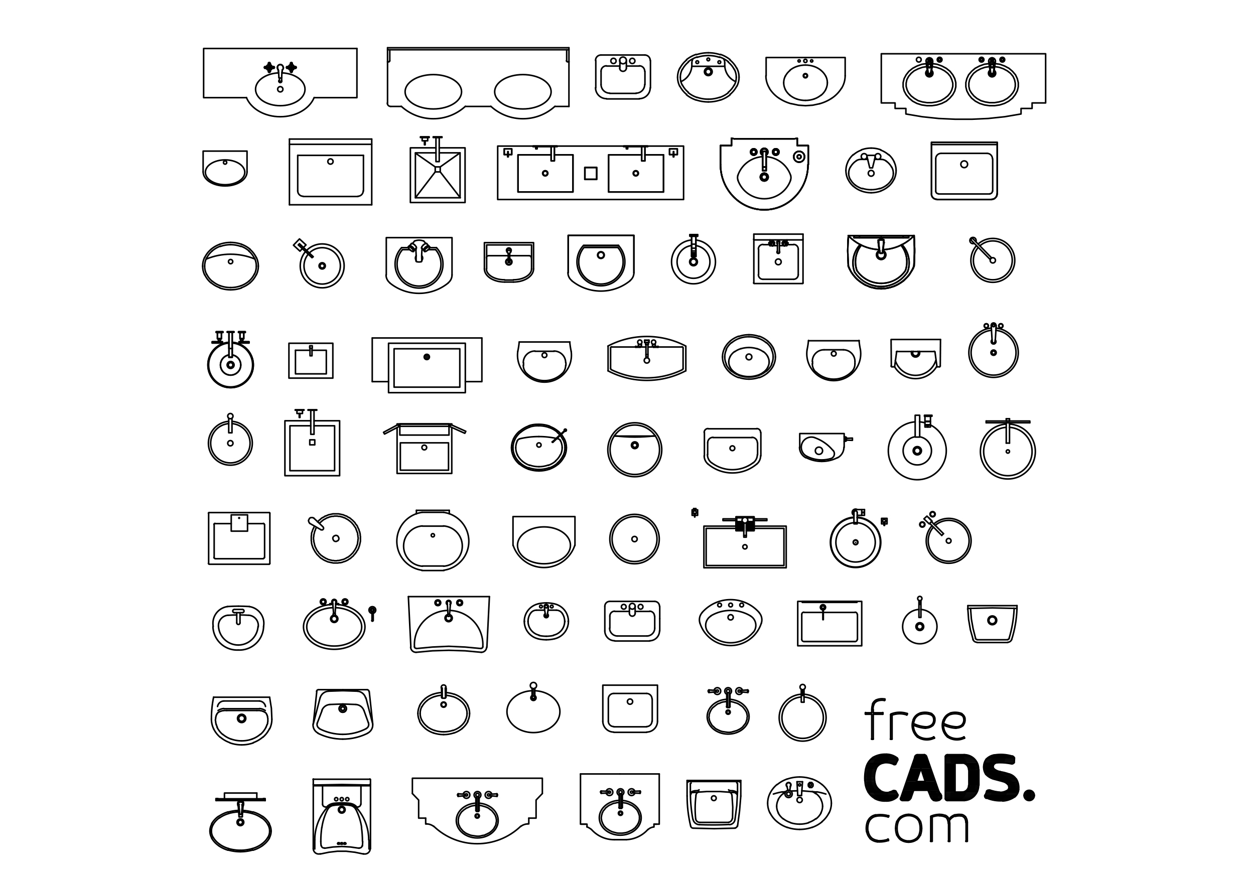 Free Bathroom Sinks Bundle CAD Blocks – DWG, DXF, PDF Format