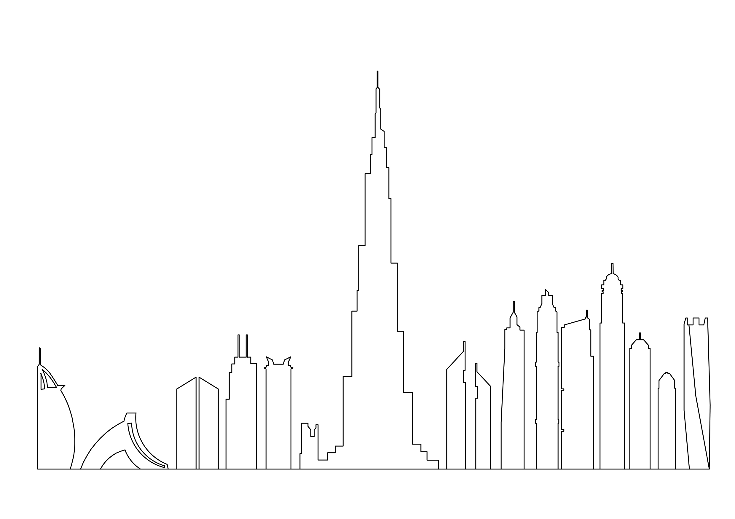 Free Dubai Skyline CAD Block – DWG, DXF, PDF Format