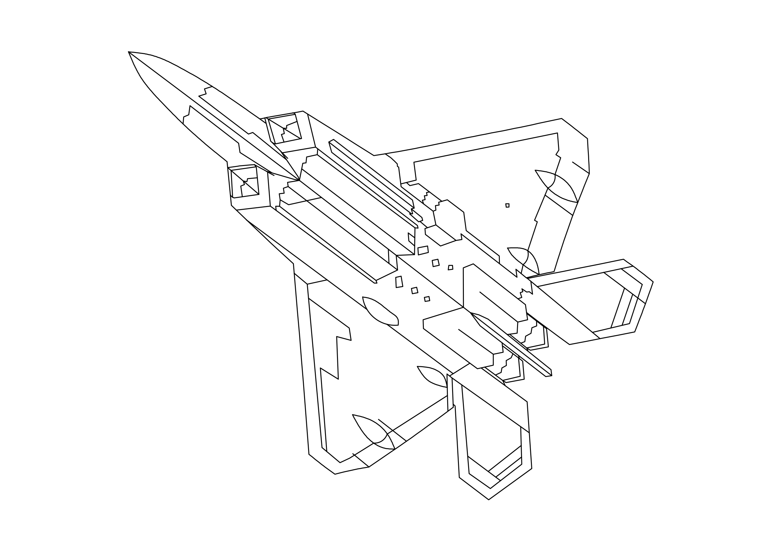Free Lockheed Martin F-22 Raptor Bottom View CAD Block – DWG, DXF, PDF Format