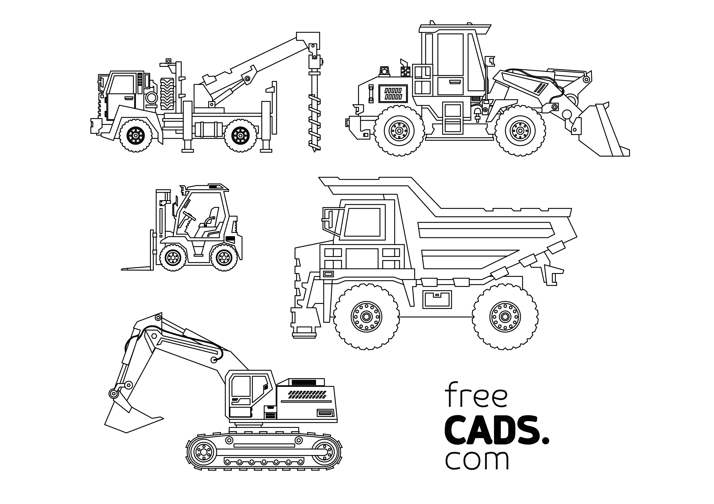 Free Construction Vehicles Bundle CAD Blocks – DWG, DXF, PDF Format