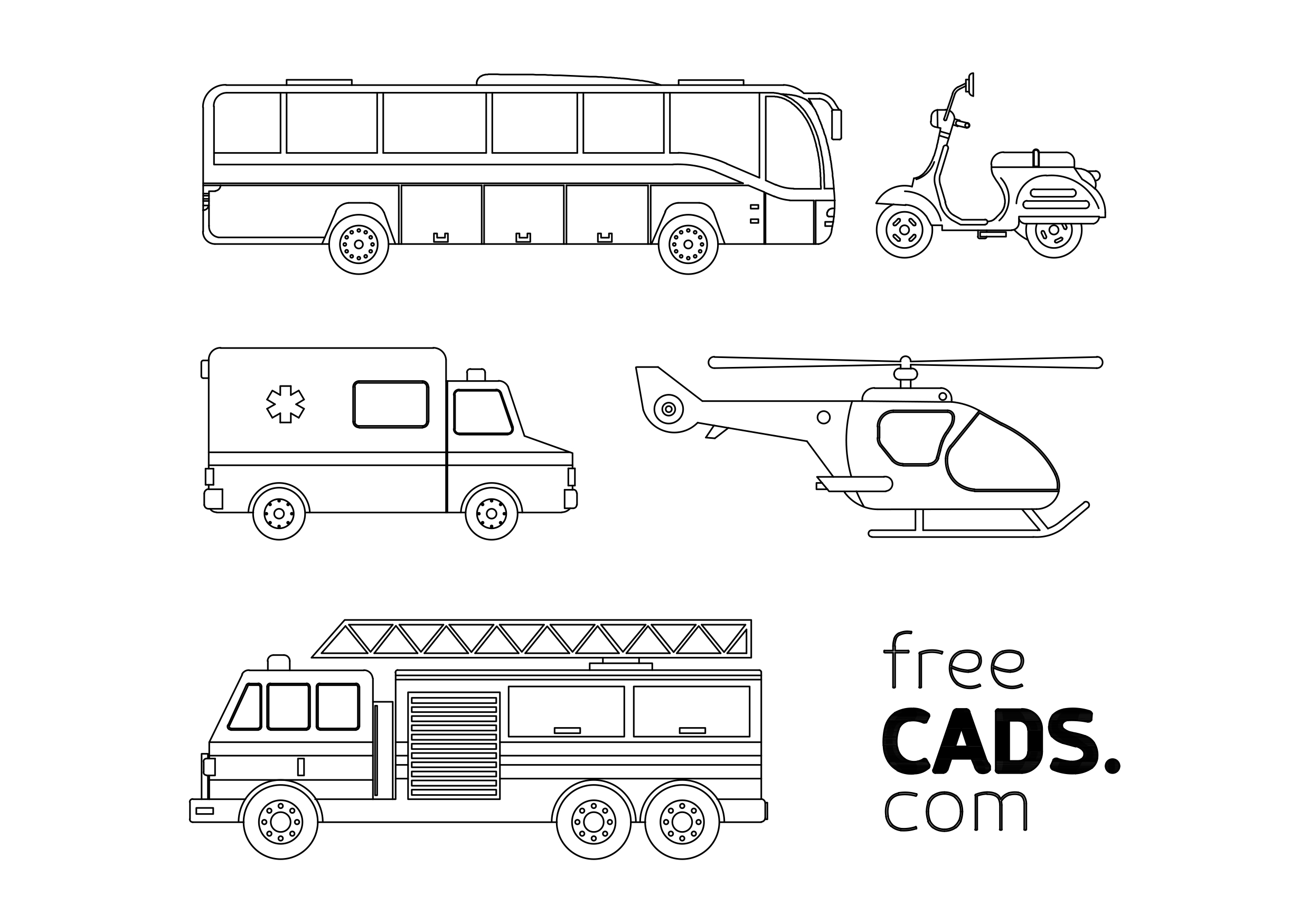 Free Vehicles Bundle CAD Blocks – DWG, DXF, PDF Format