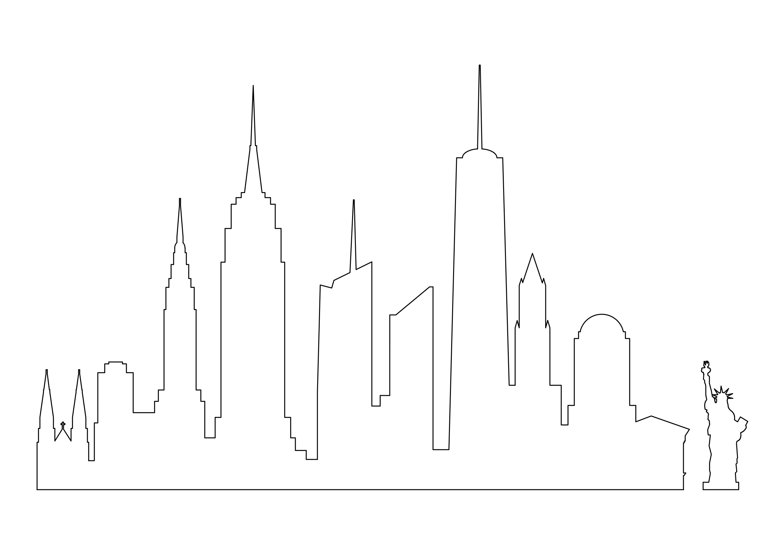 Free New York Skyline CAD Block – DWG, DXF, PDF Format