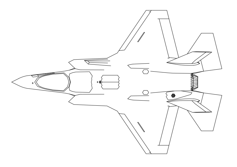 Free Lockheed Martin F-35 Top View CAD Block – DWG, DXF, PDF Format