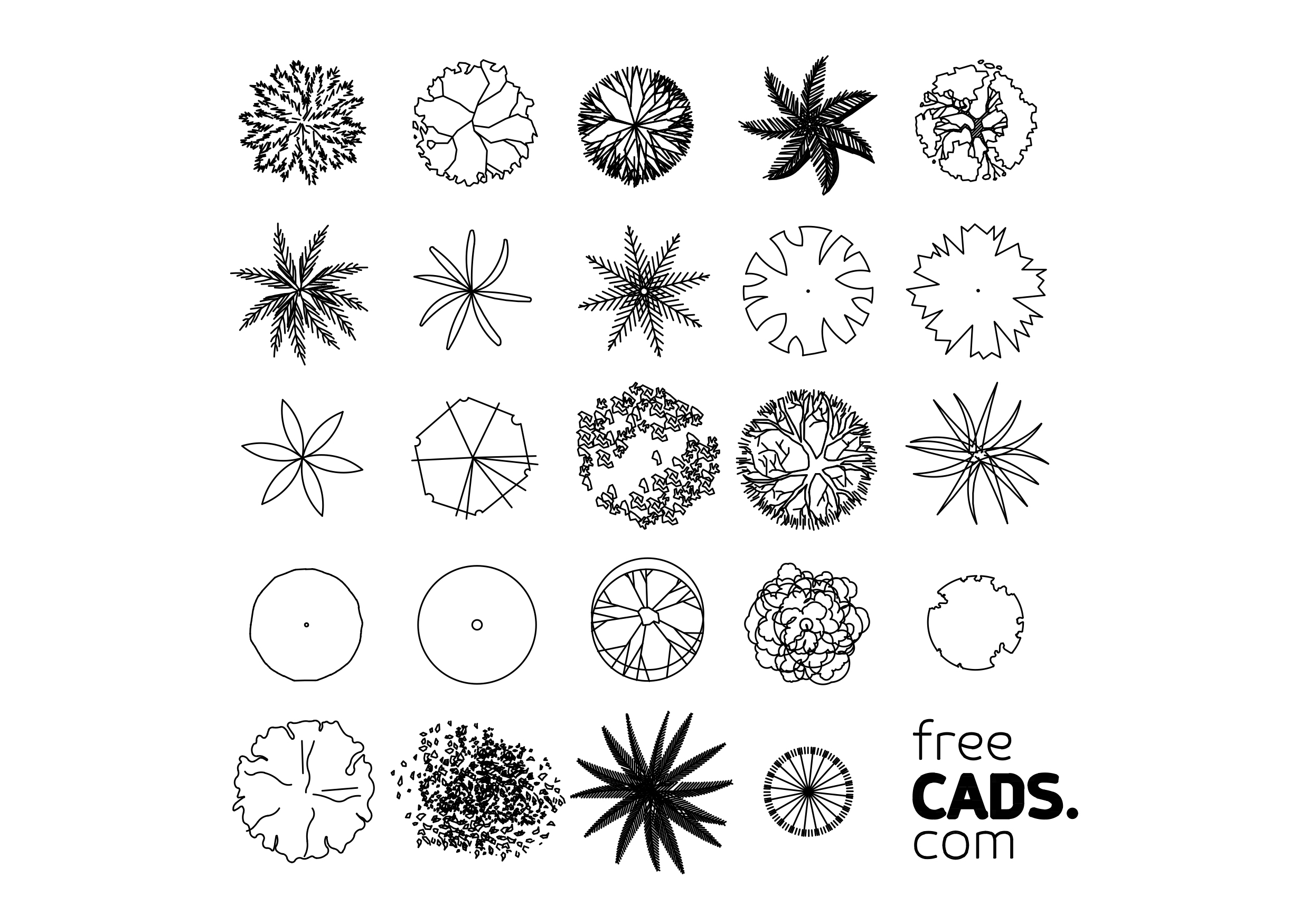 Free Trees Bundle CAD Blocks – DWG, DXF, PDF Format