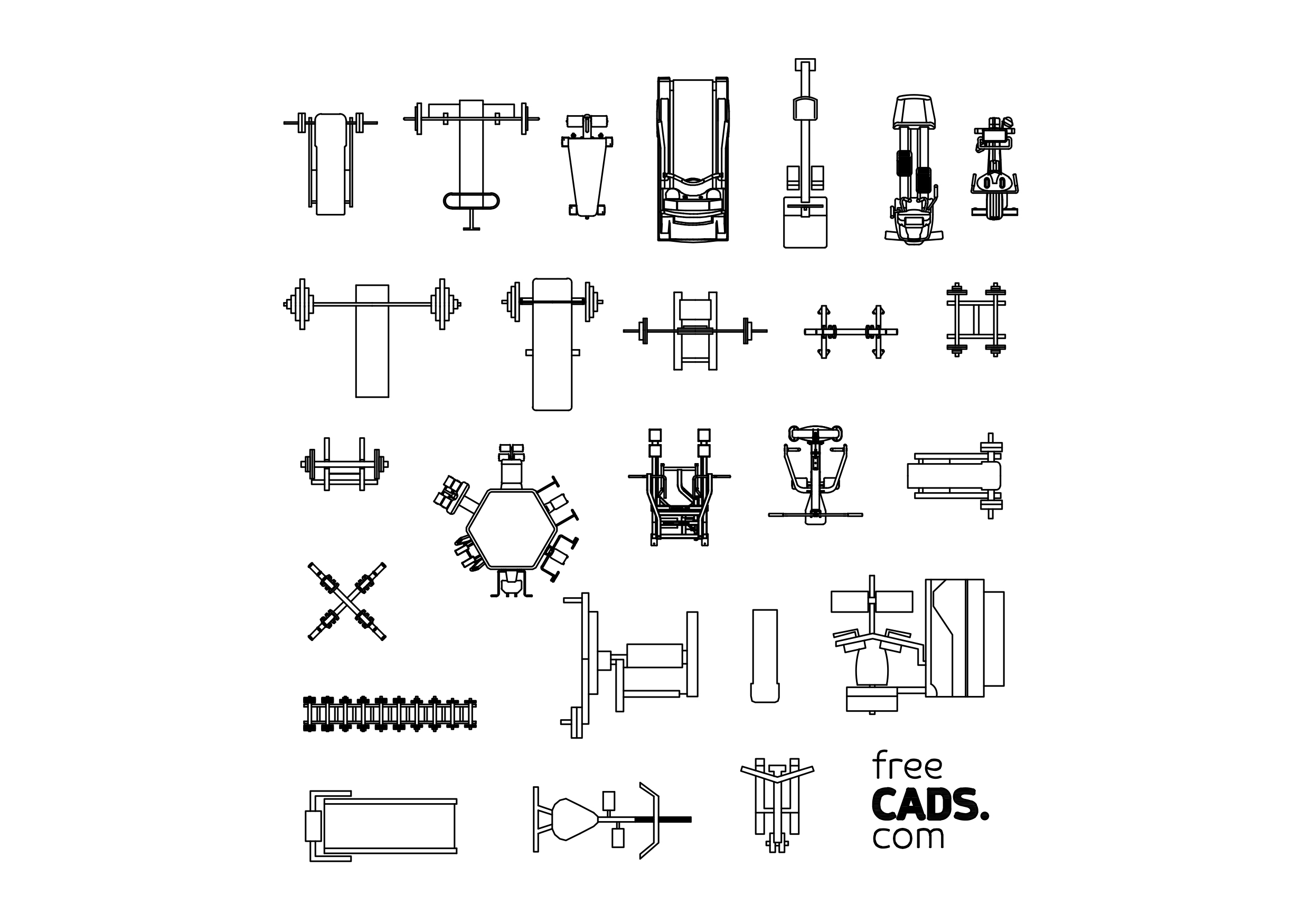 Free Gym Equipment Bundle CAD Blocks – DWG, DXF, PDF Format