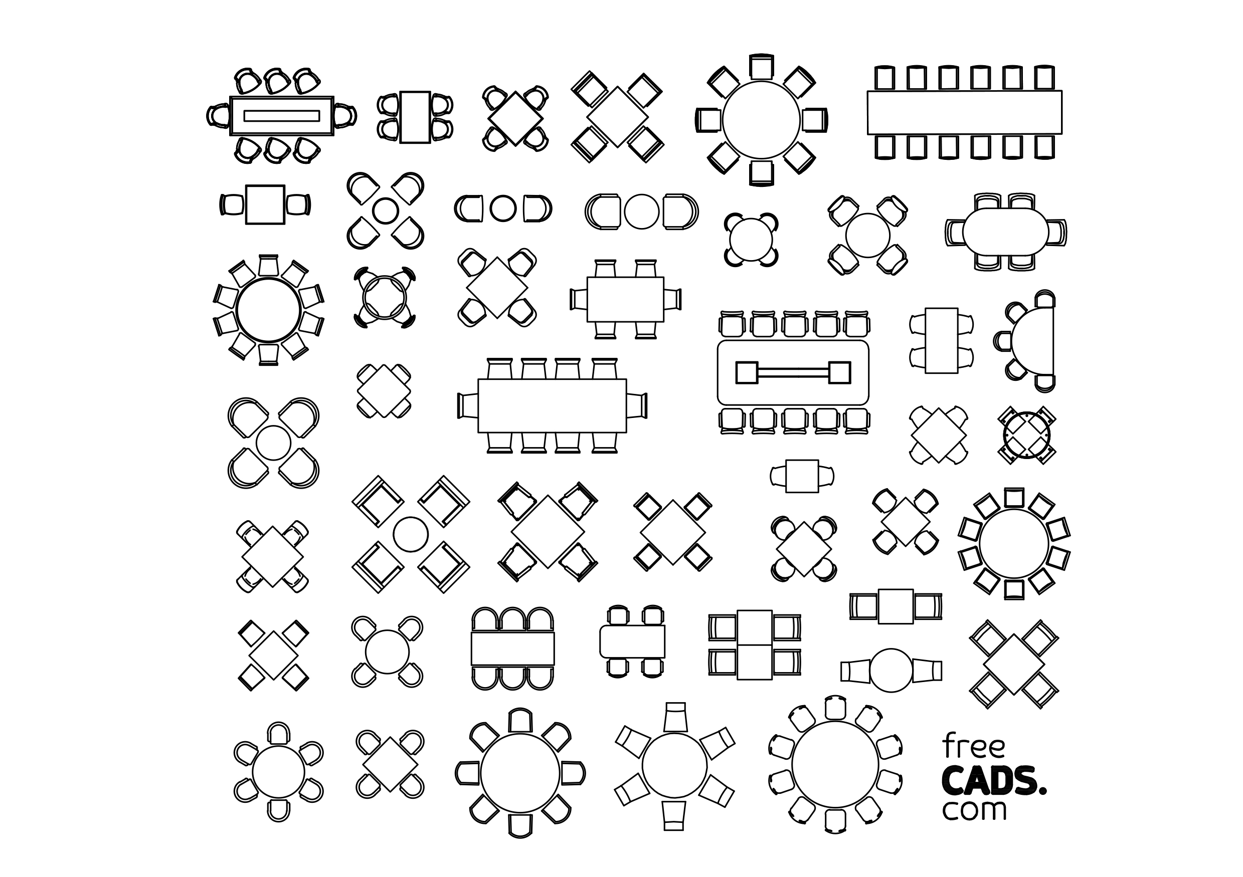 Free Dining Set-Up Bundle CAD Blocks – DWG, DXF, PDF Format