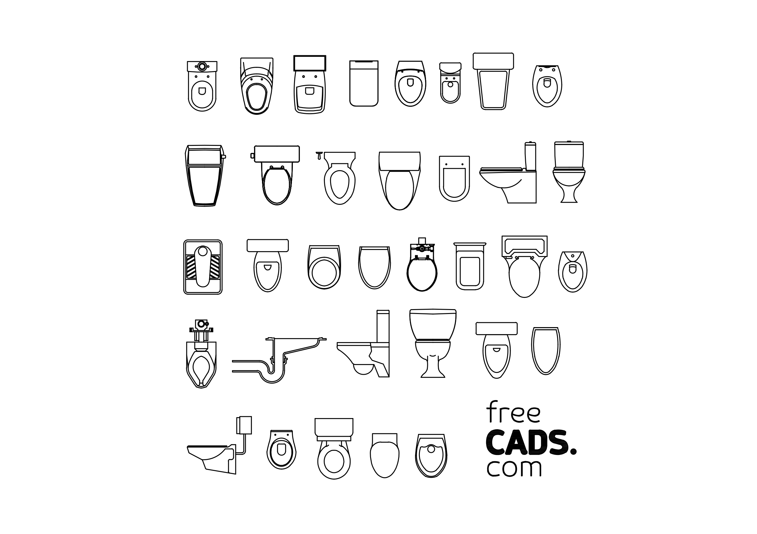 Free Toilets Bundle CAD Blocks – DWG, DXF, PDF Format