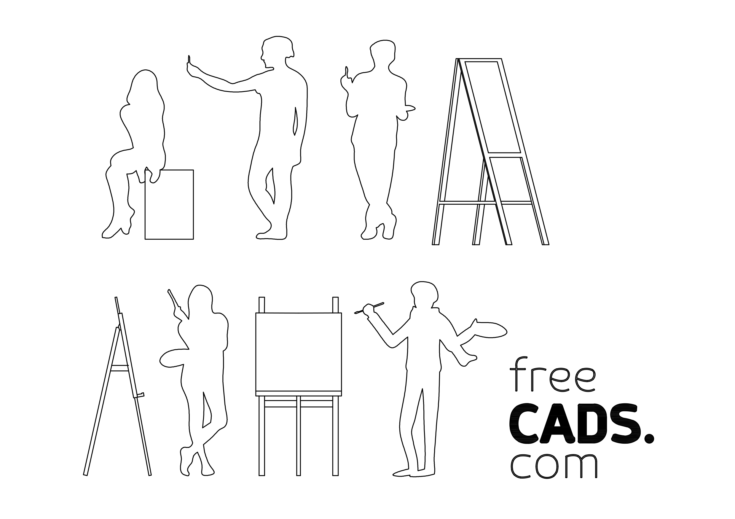 Free People and Art Bundle CAD Blocks – DWG, DXF, PDF Format