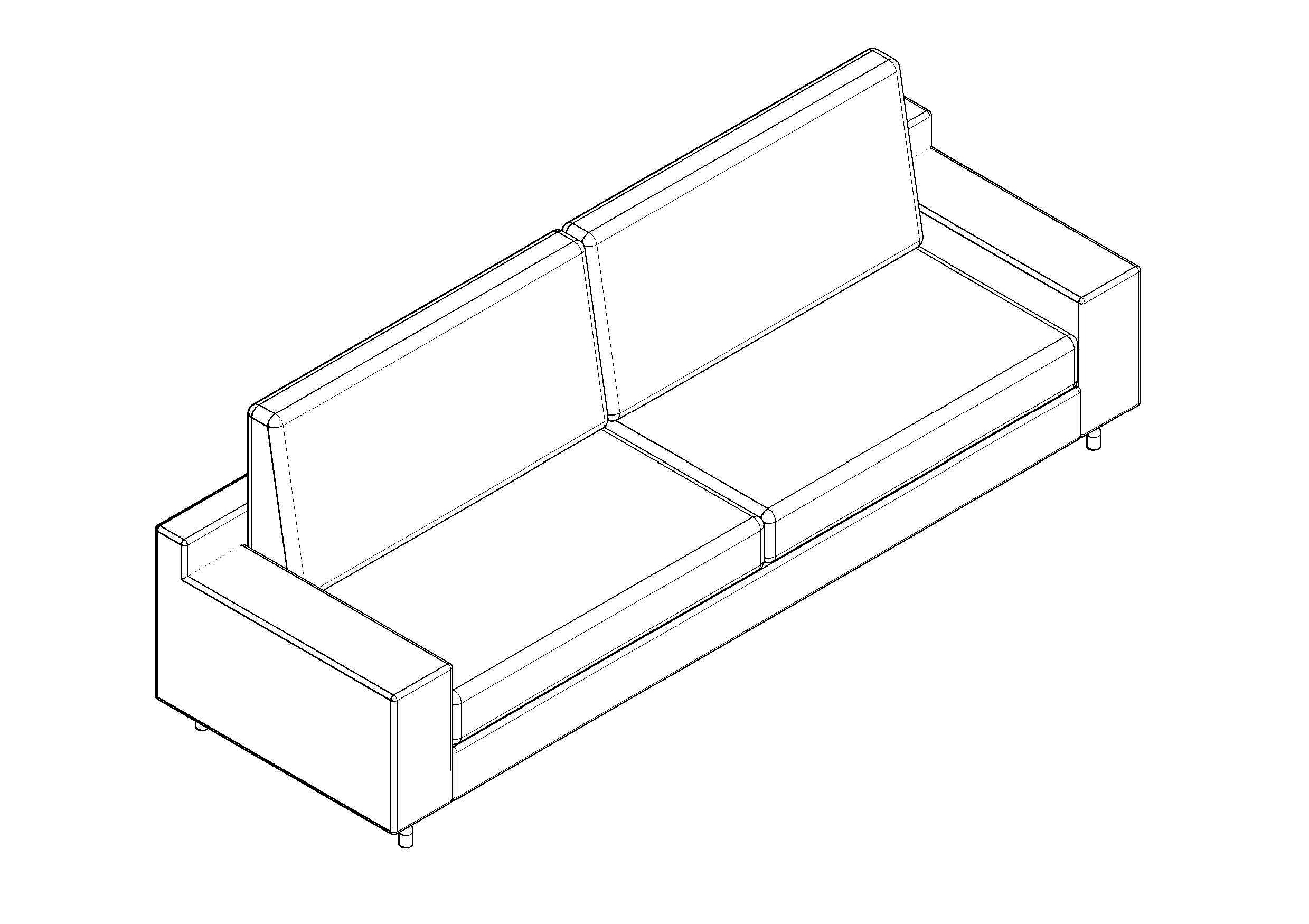 Free sofa 3D CAD Block – DWG, DXF, PDF Format