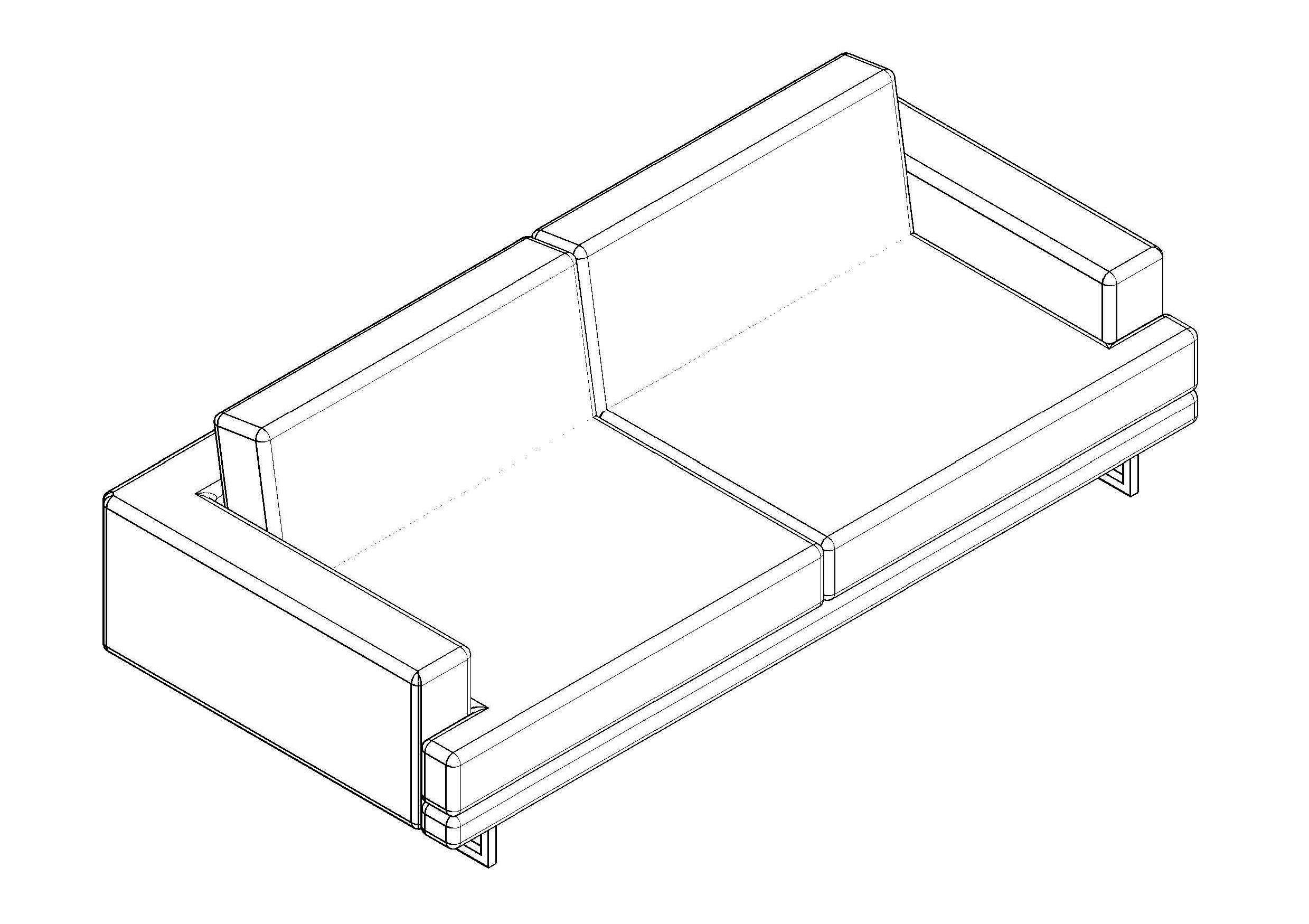 Free sofa 3D CAD Block – DWG, DXF, PDF Format