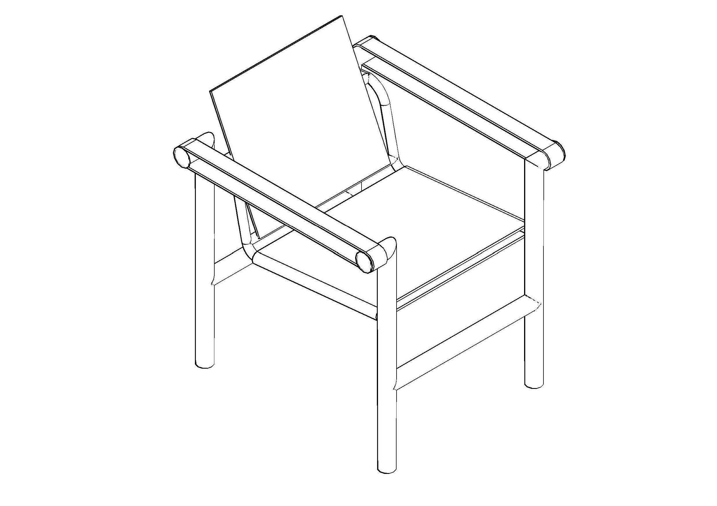 Free LC1 armchair 3D CAD Block – DWG, DXF, PDF Format