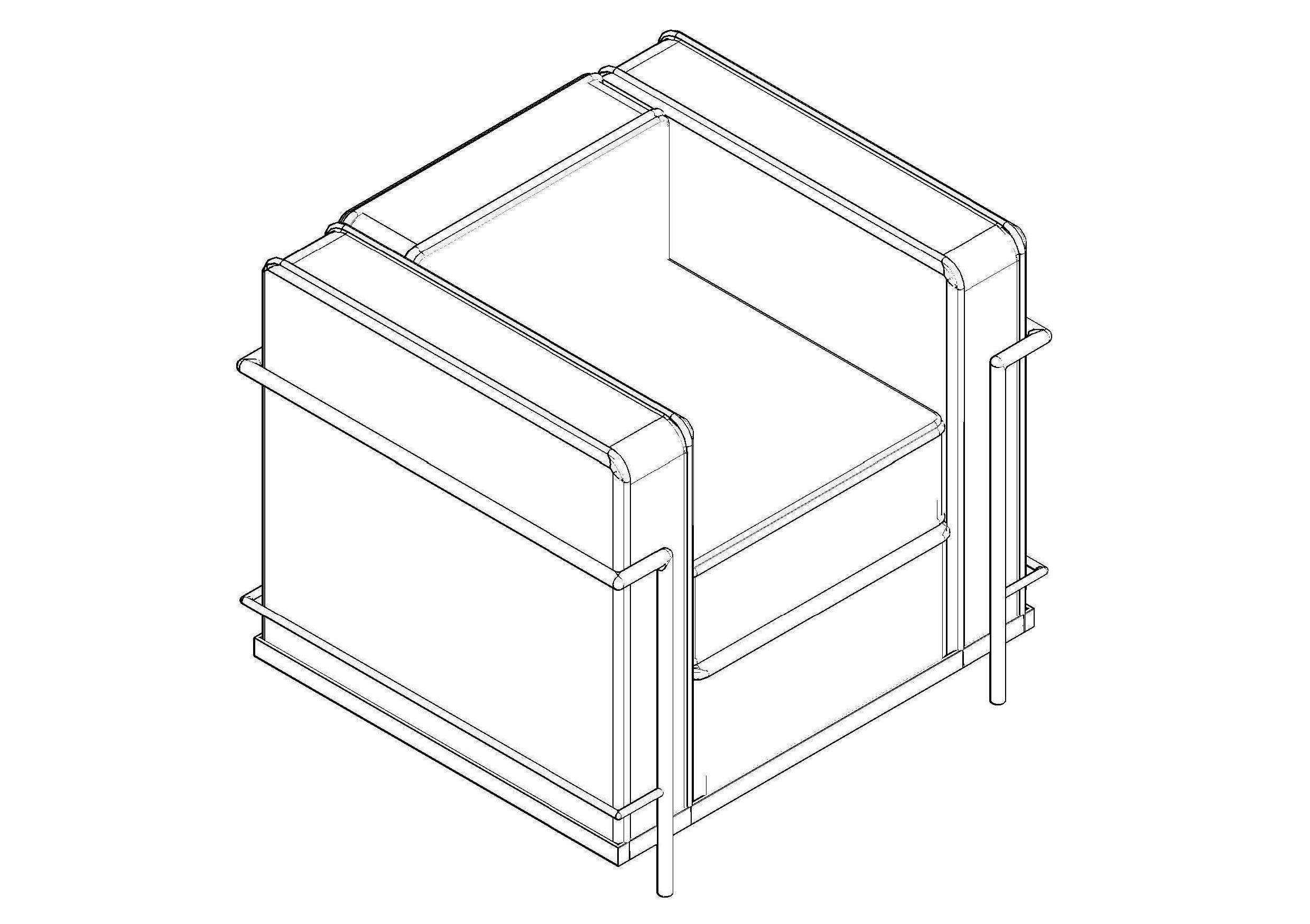 Free LC2 armchair 3D CAD Block – DWG, DXF, PDF Format
