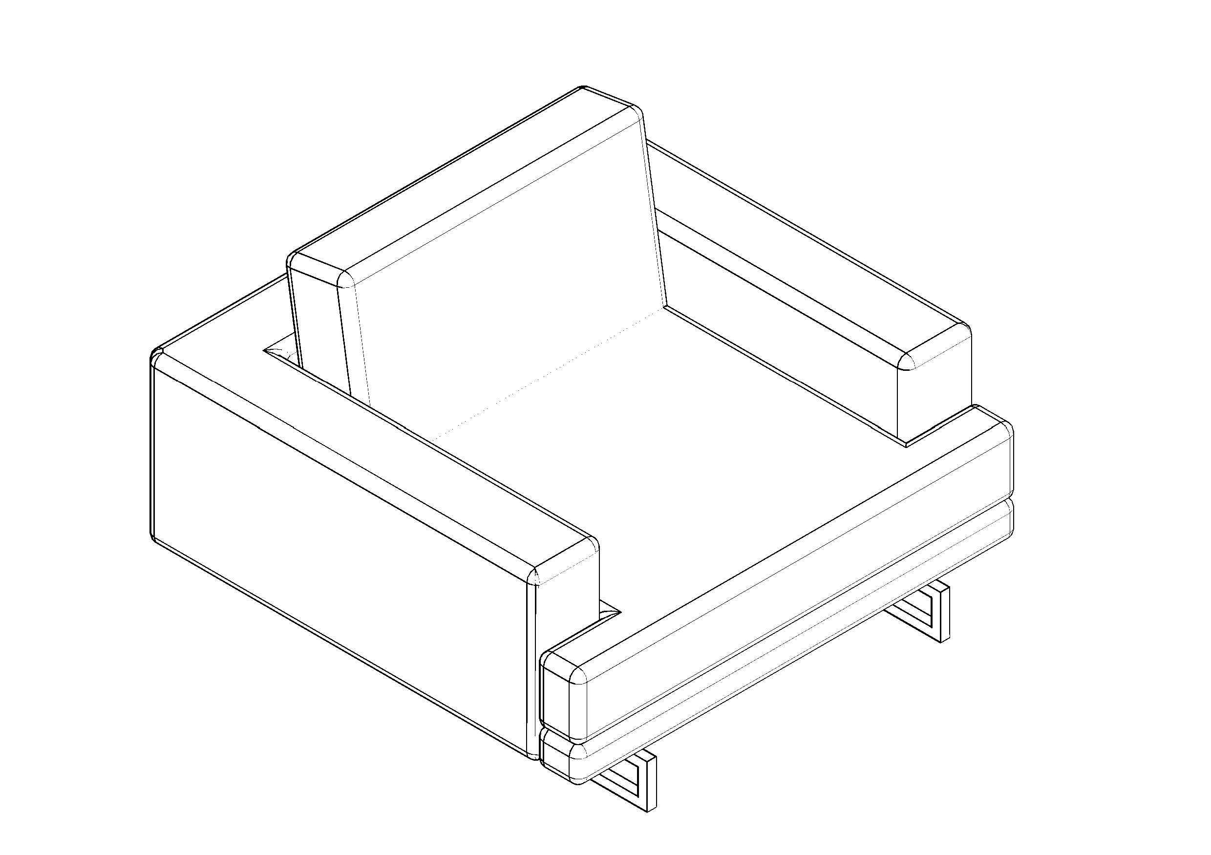 Free armchair 3D CAD Block – DWG, DXF, PDF Format