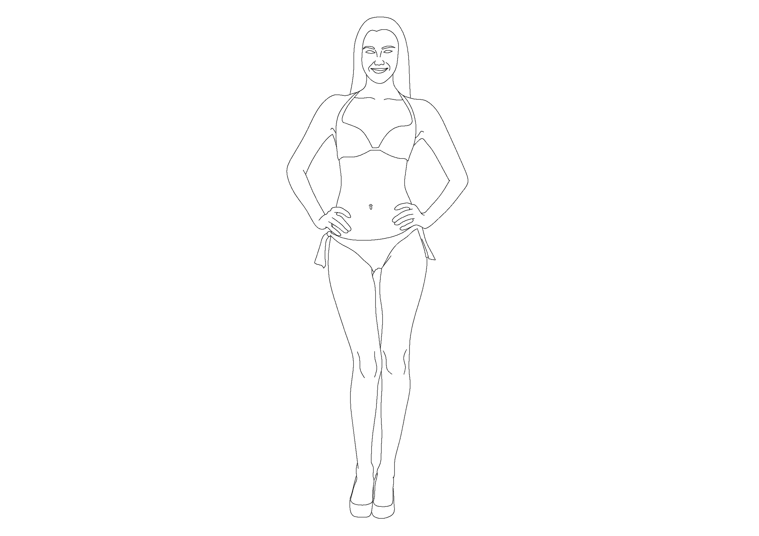 Free Woman Standing Elevation CAD Block – DWG, DXF, PDF Format