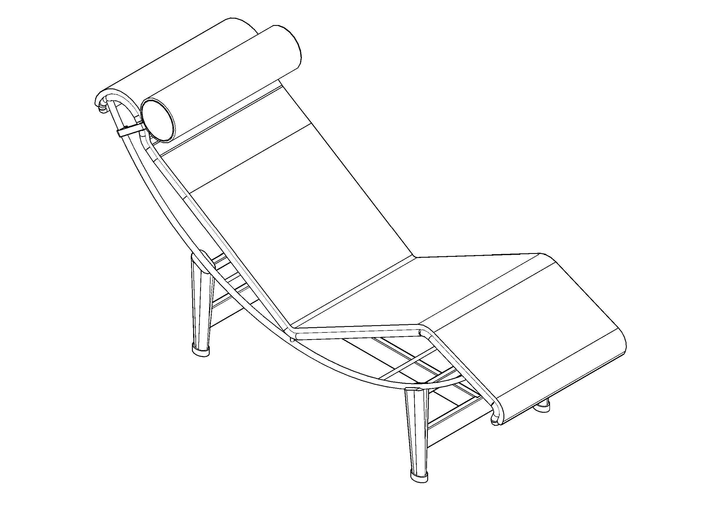 Free LC4 Chaise Longue 3D CAD Block – DWG, DXF, PDF Format