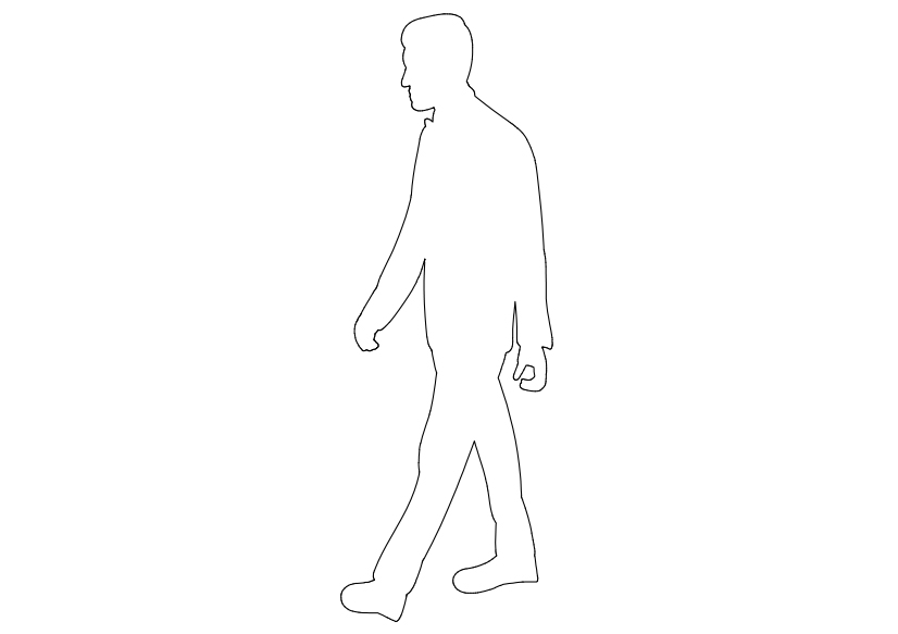 Free Person Walking Elevation CAD Block – DWG, DXF, PDF Format