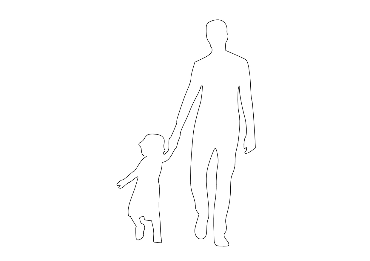 Free People Walking Elevation CAD Block – DWG, DXF, PDF Format