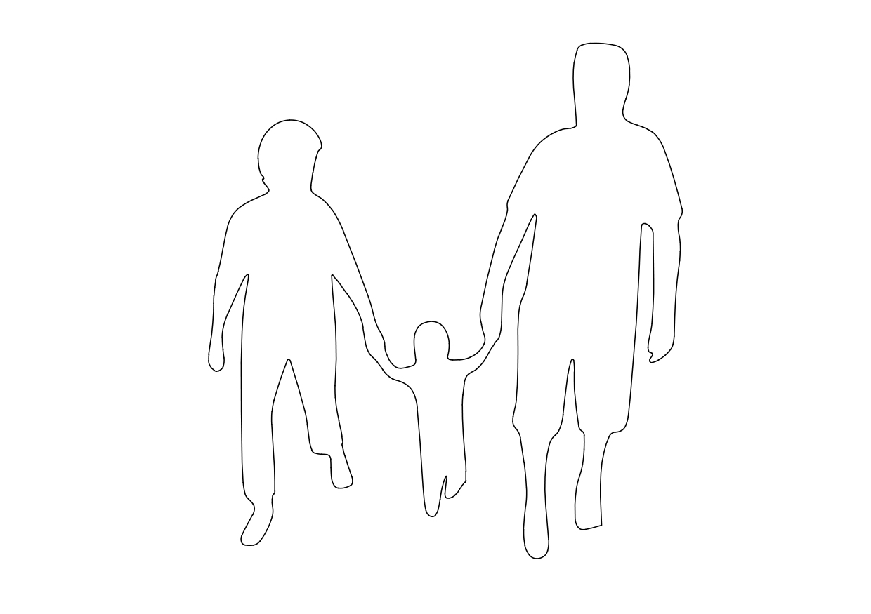 Free People Walking Elevation CAD Block – DWG, DXF, PDF Format