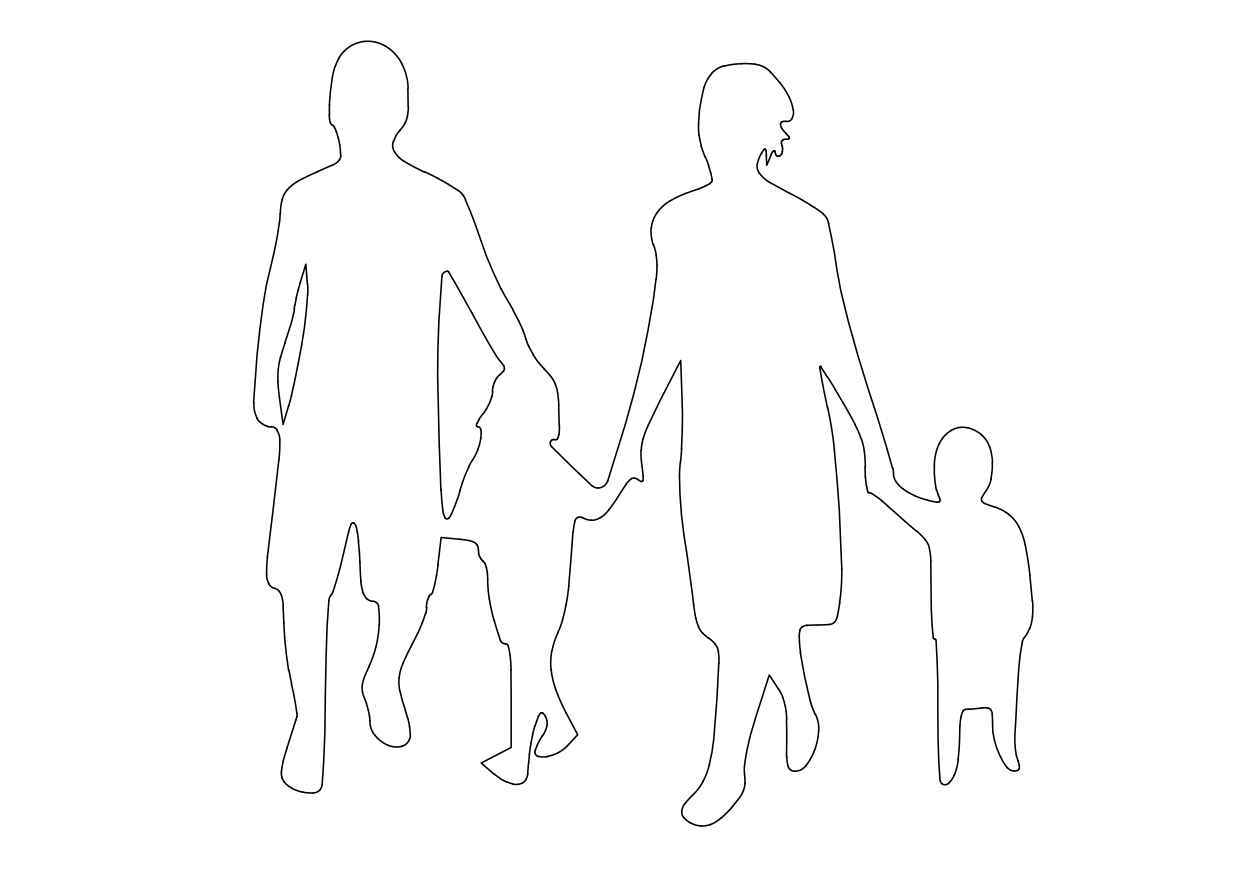 Free People Walking Elevation CAD Block – DWG, DXF, PDF Format