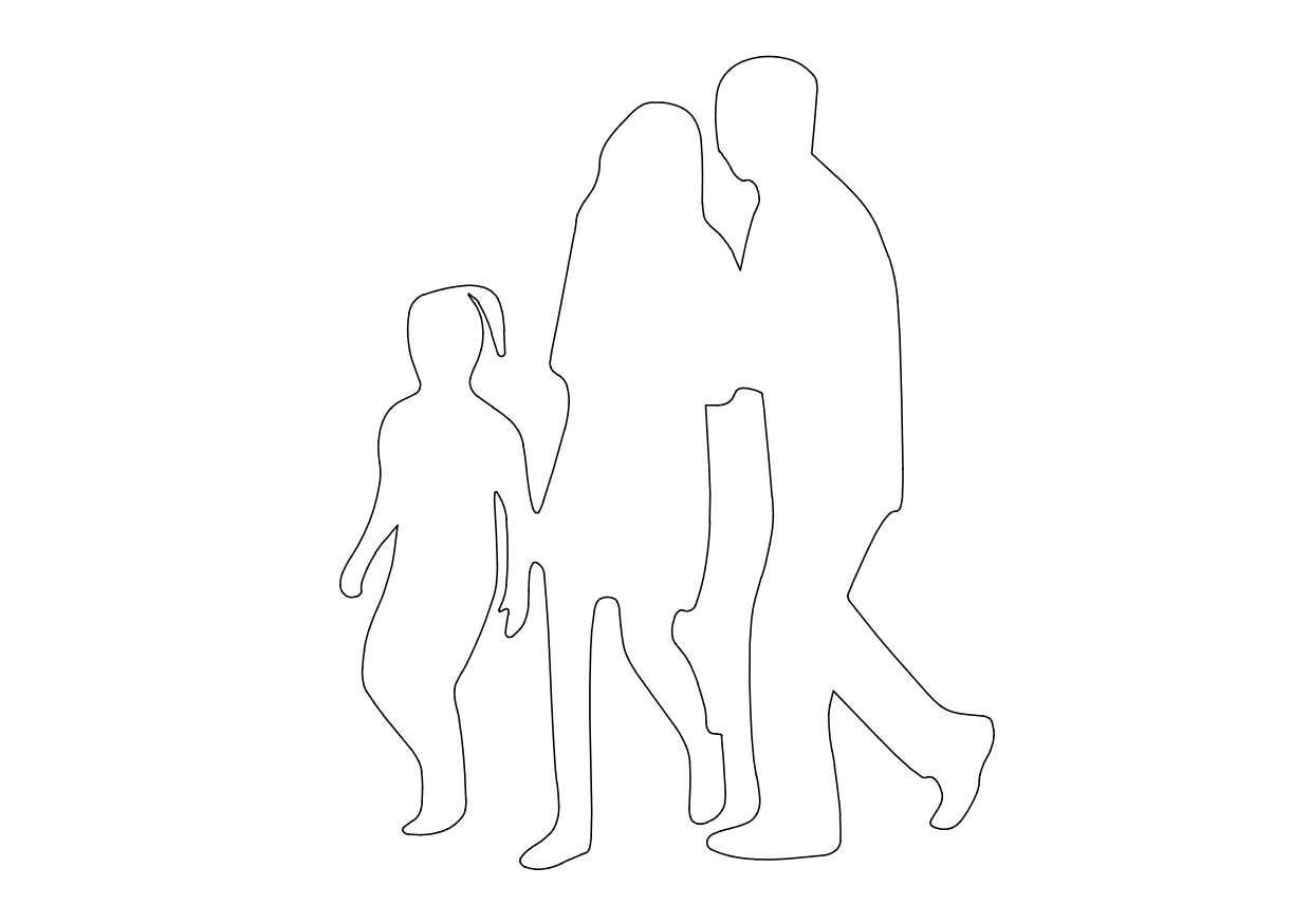 Free People Walking Elevation CAD Block – DWG, DXF, PDF Format