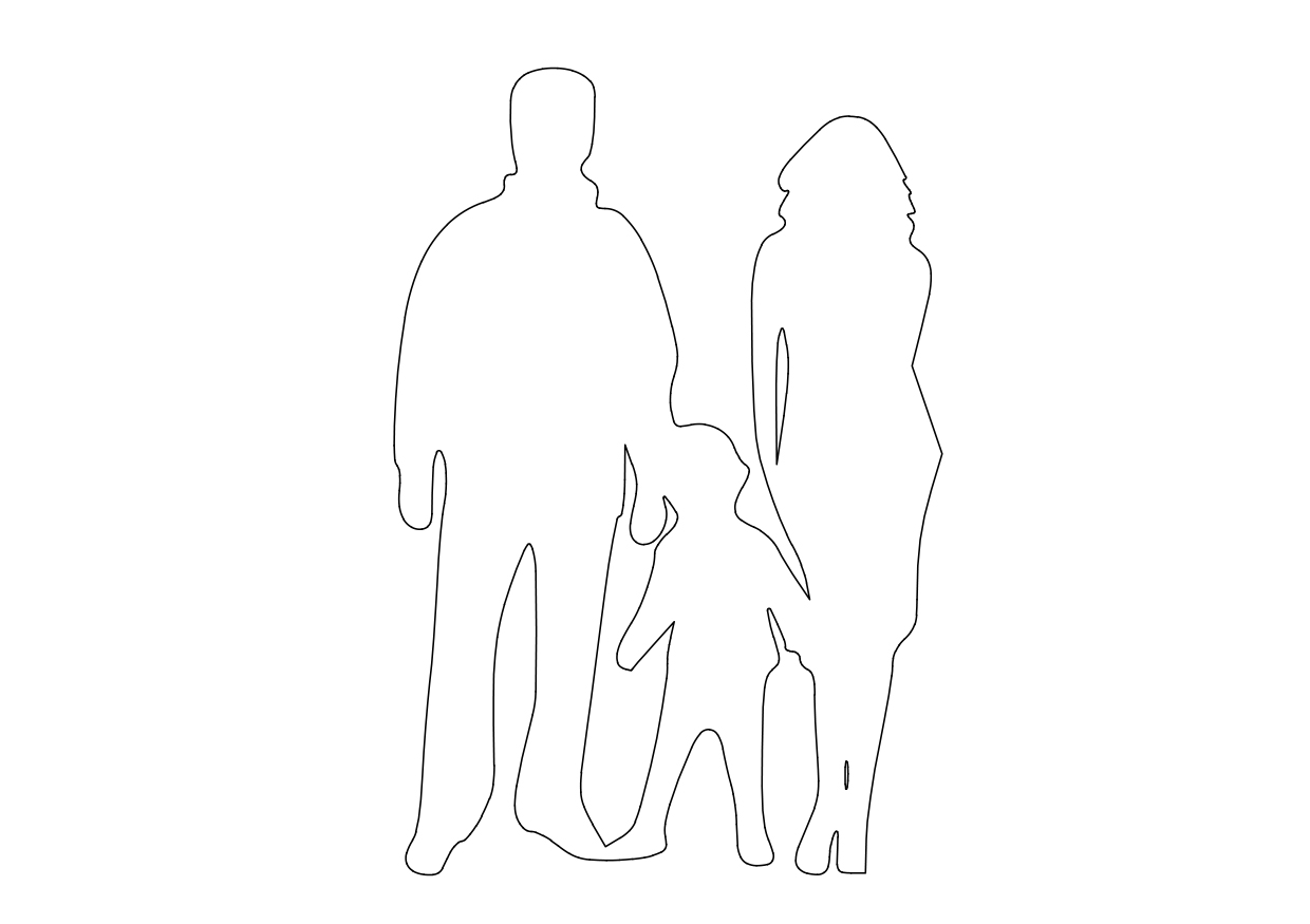 Free Family Standing Elevation CAD Block – DWG, DXF, PDF Format