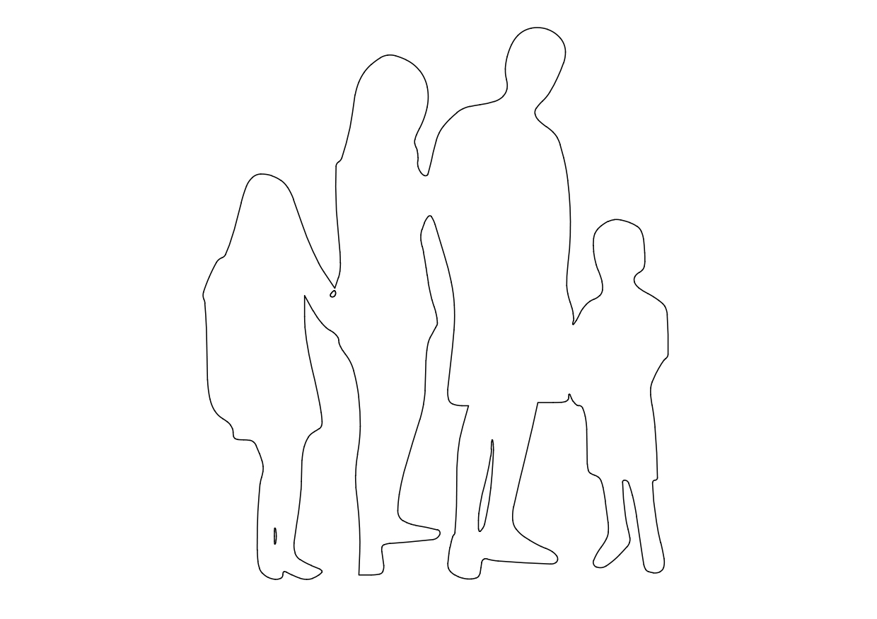 Free Family Standing Elevation CAD Block – DWG, DXF, PDF Format