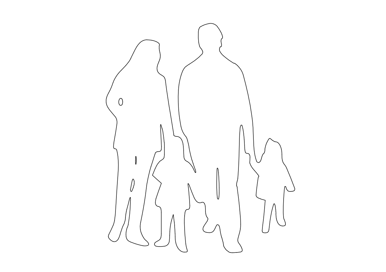 Free Family Standing Elevation CAD Block – DWG, DXF, PDF Format