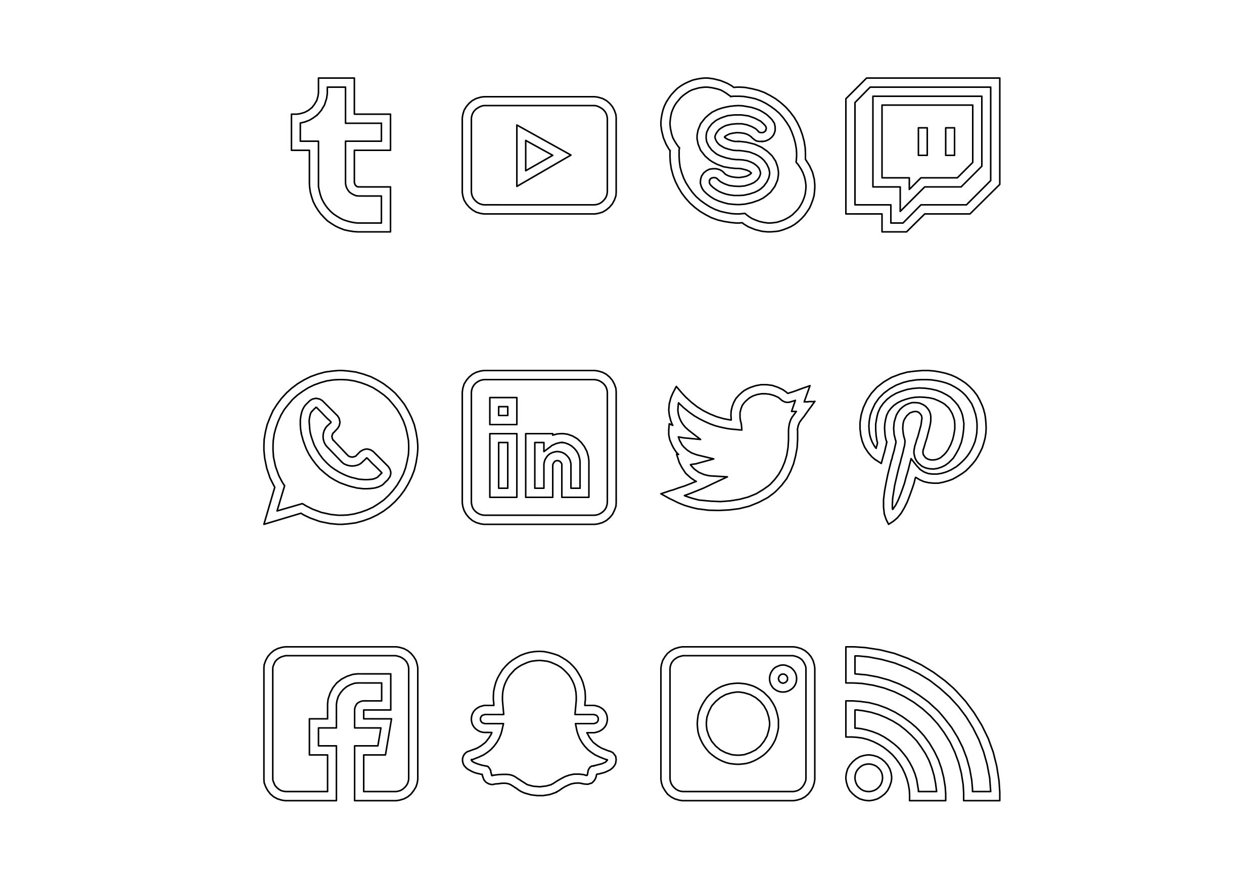 Free Social Media CAD Icons – DWG, DXF, PDF Format