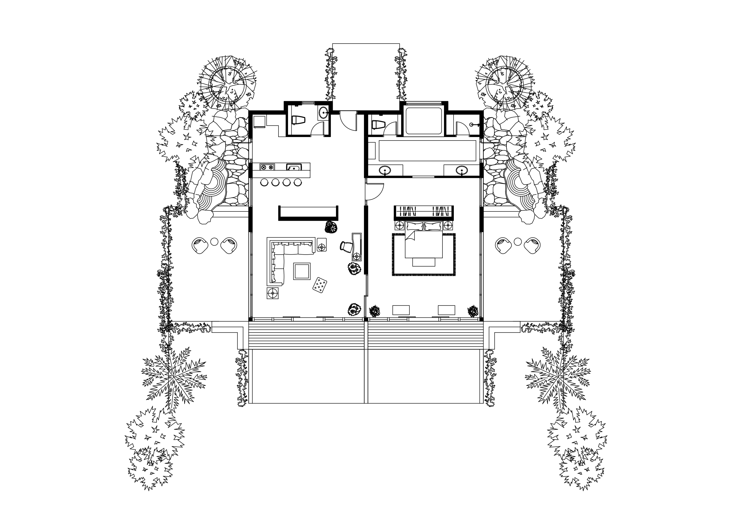 Free Villas top view CAD Drawing – DWG, DXF, PDF Format