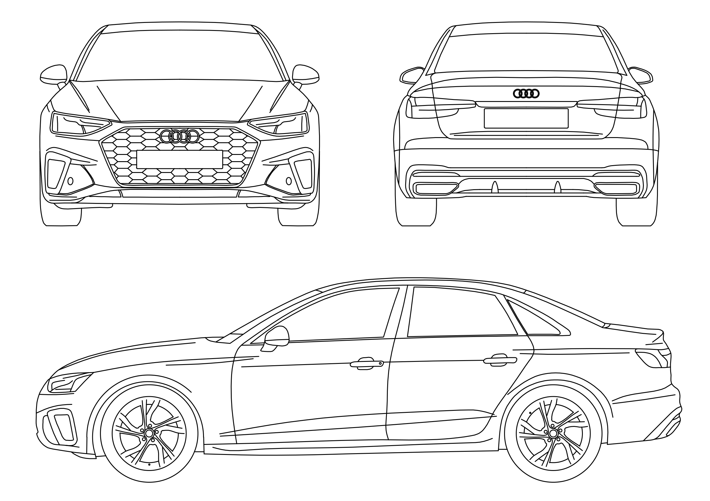 Free Audi A4 elevations CAD Blocks – DWG, DXF, PDF Format
