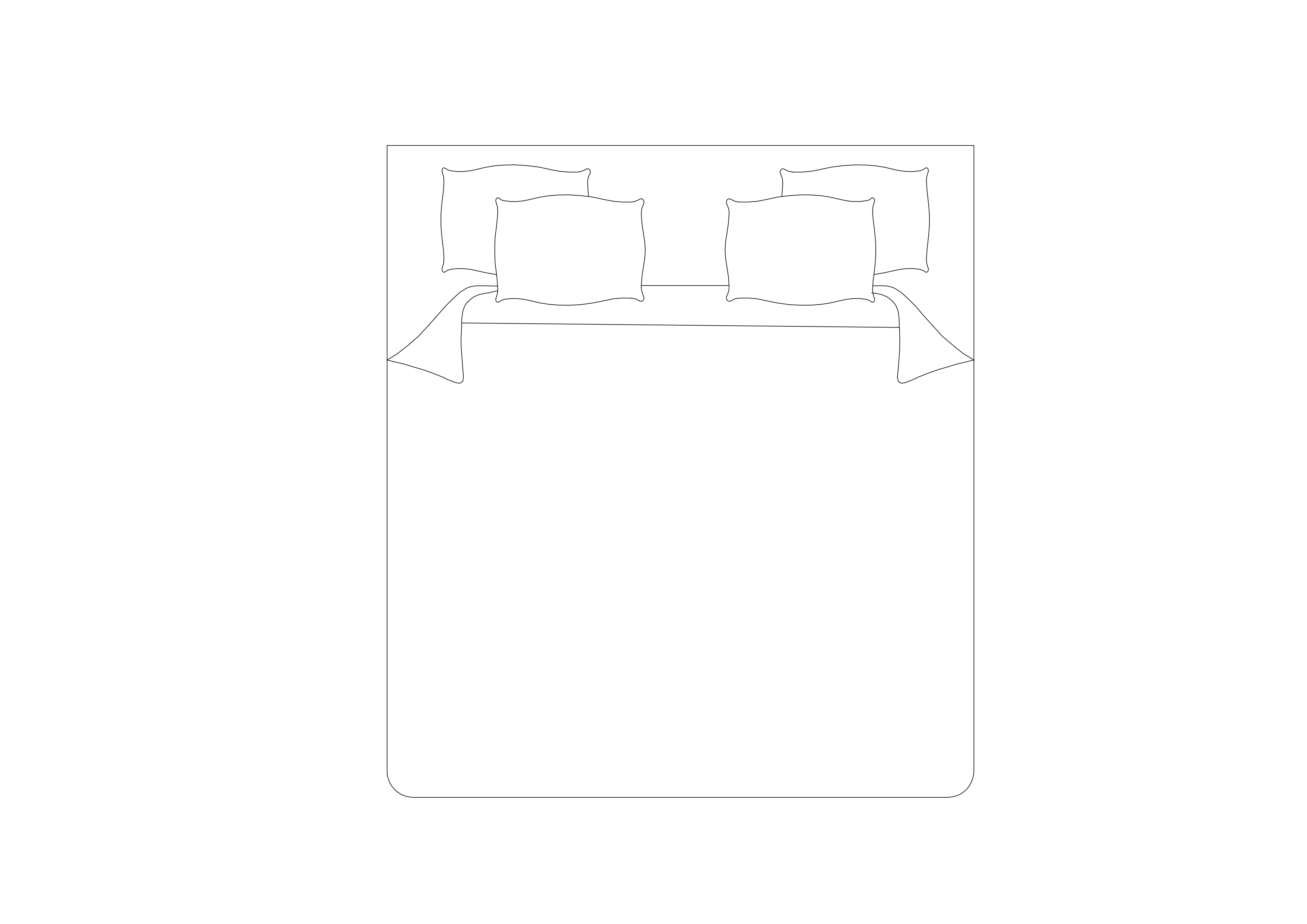 Free Double Bed top view CAD Block – DWG, DXF, PDF Format