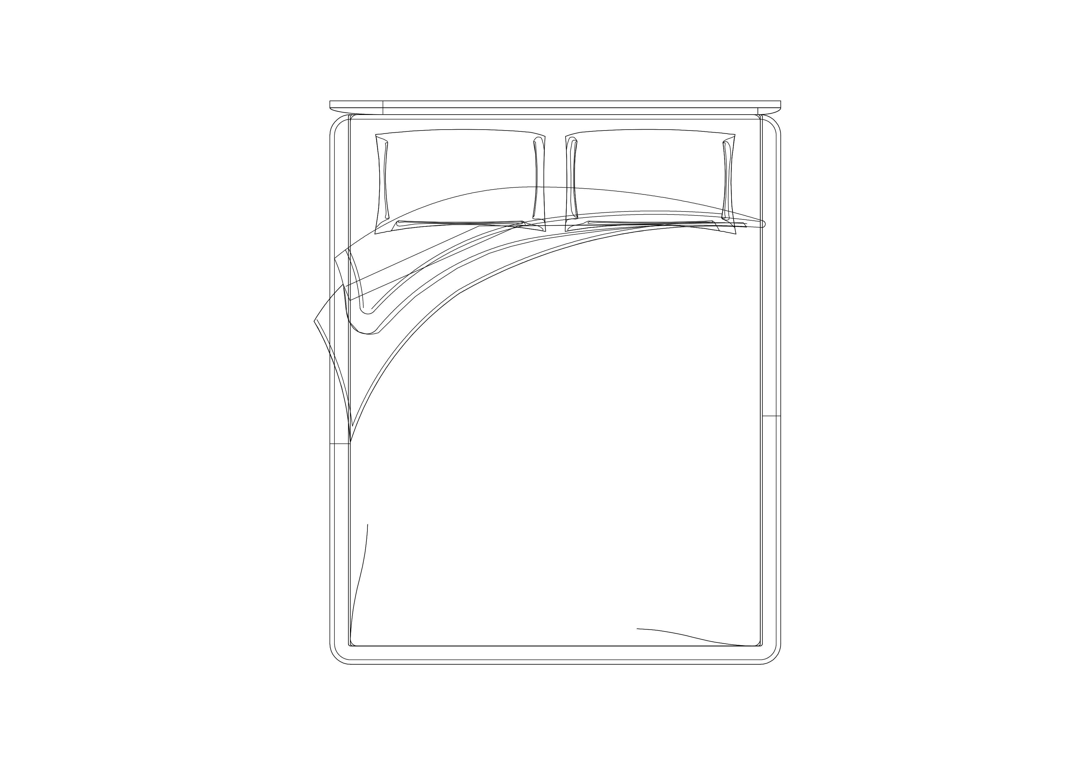 Free Double Bed top view CAD Block – DWG, DXF, PDF Format