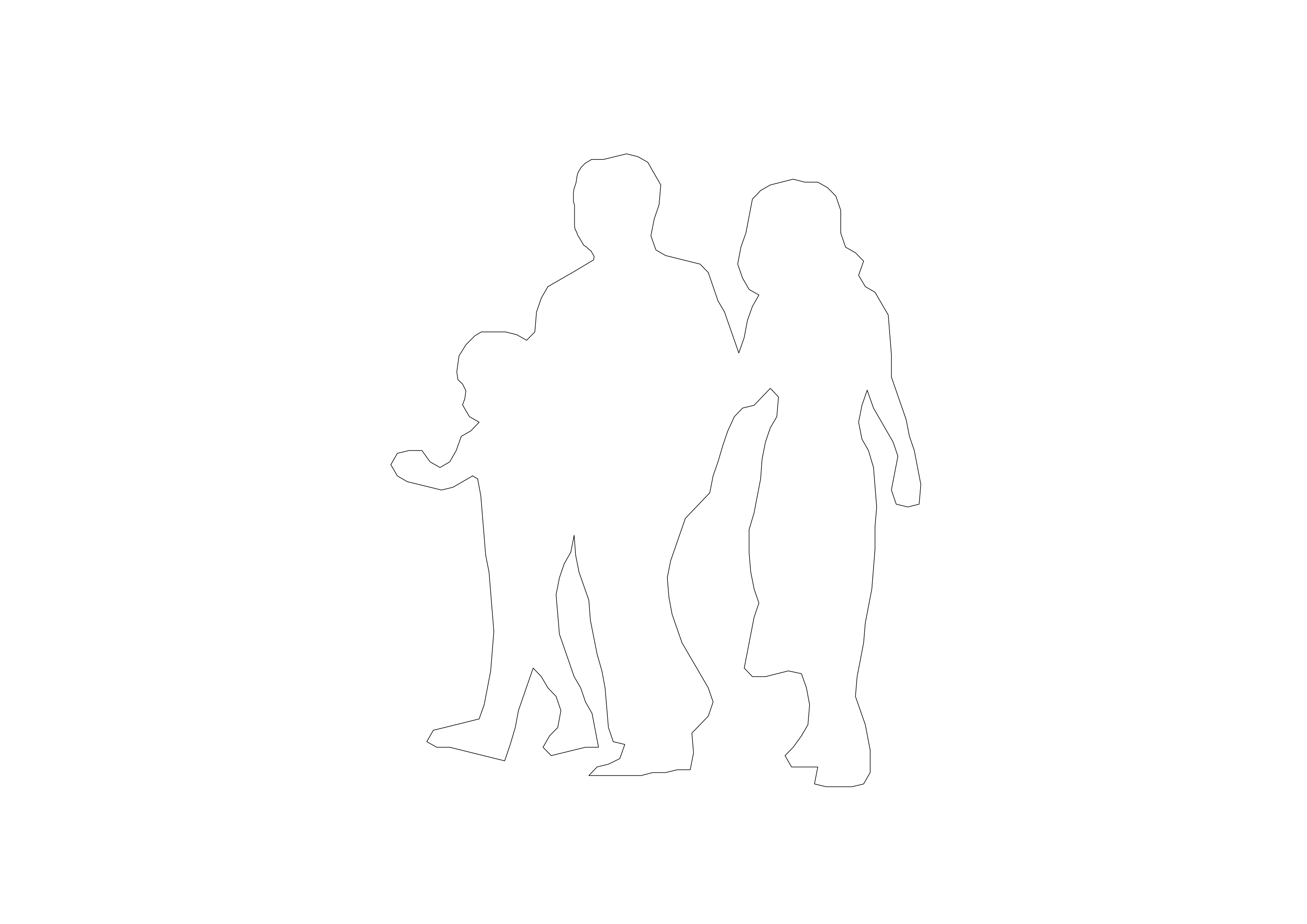 Free People Walking Elevation CAD Block – DWG, DXF, PDF Format