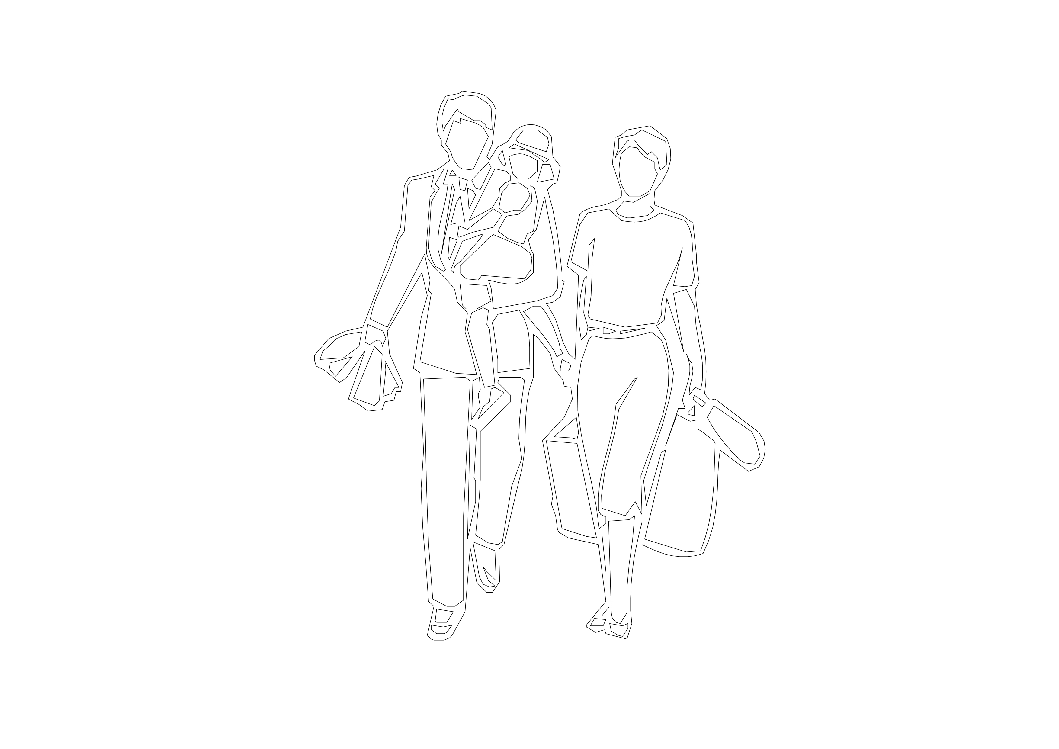 Free People Walking Elevation CAD Block – DWG, DXF, PDF Format