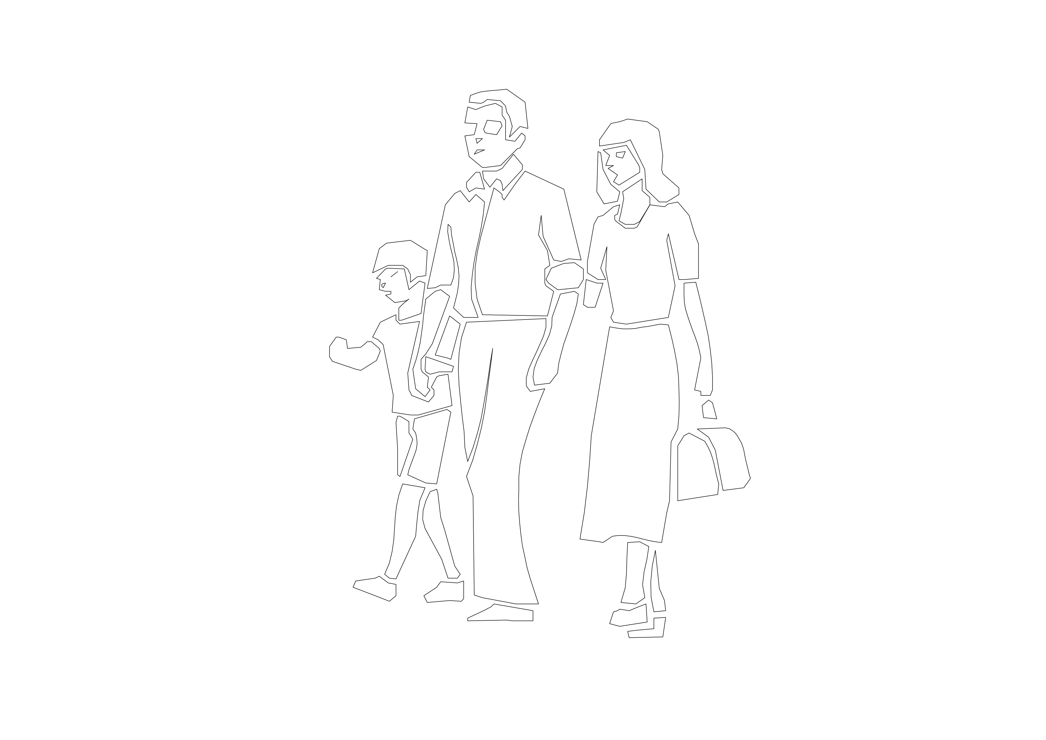 Free People Walking Elevation CAD Block – DWG, DXF, PDF Format