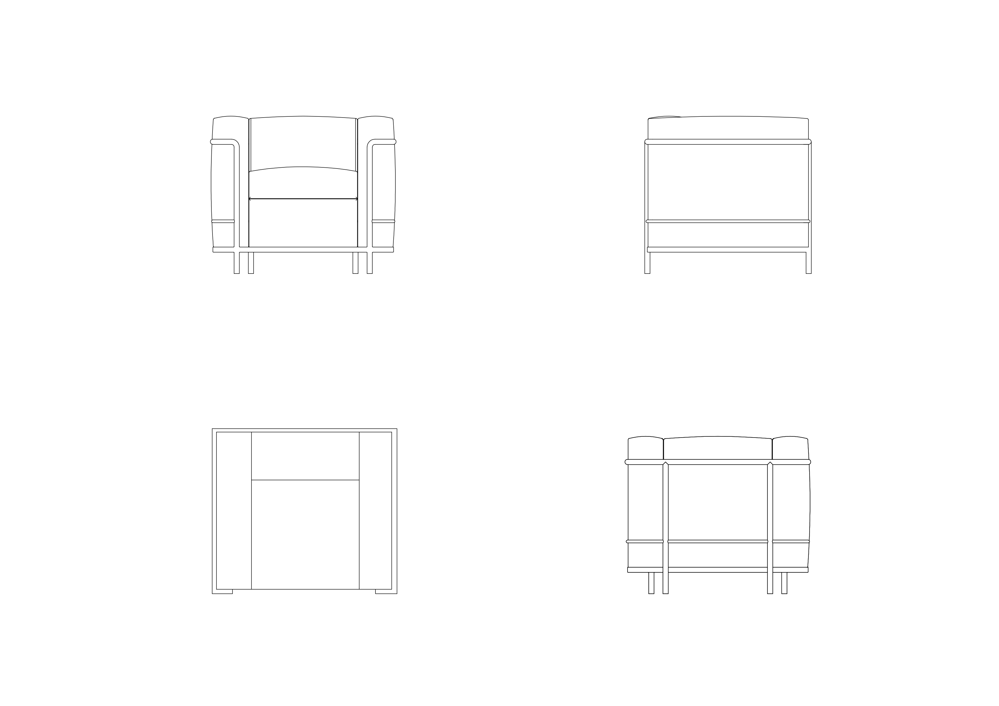 Free LC2 Armchair by Le Corbusier CAD Block – DWG, DXF, PDF Format