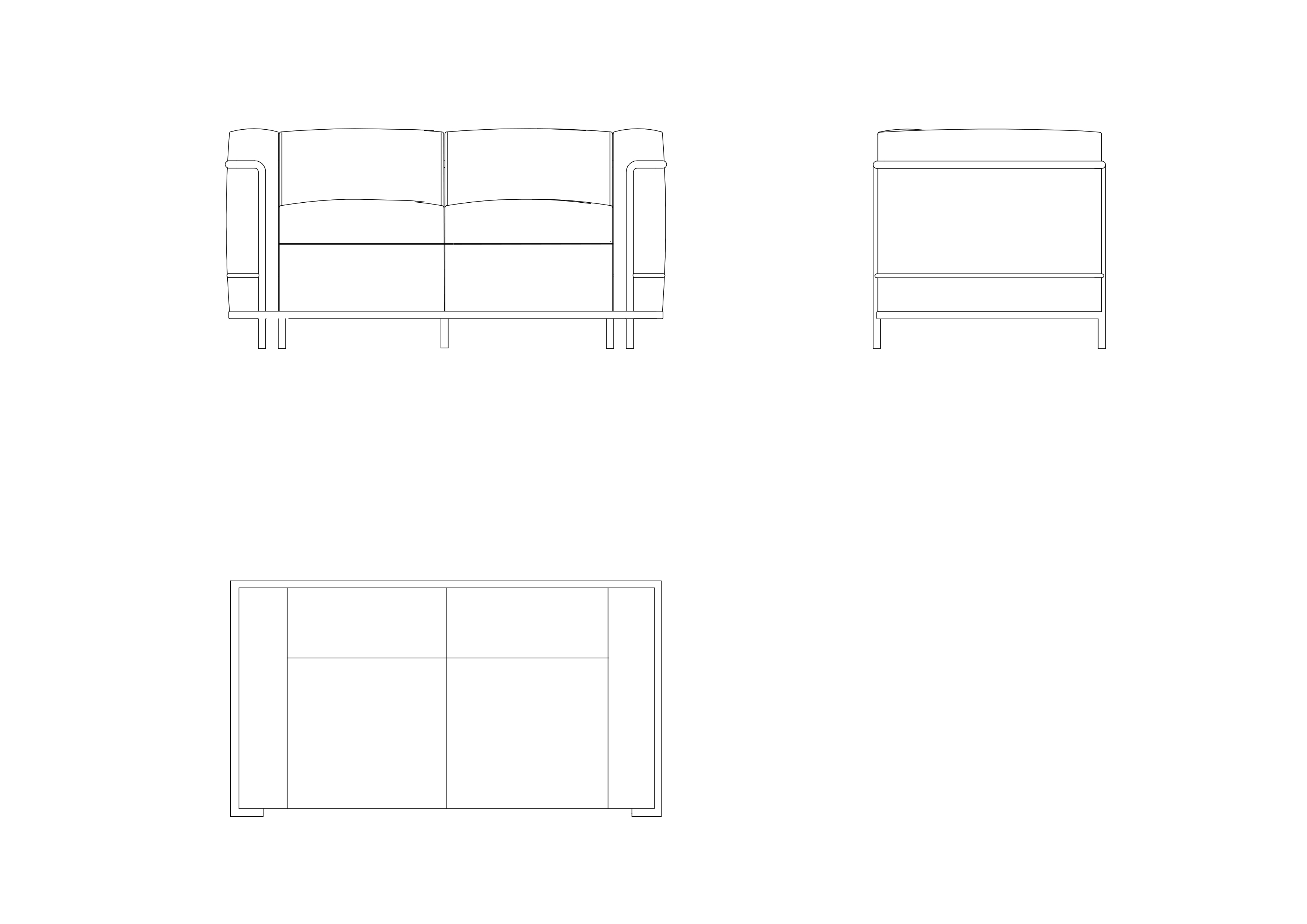 Free LC2 Sofa by Le Corbusier CAD Block – DWG, DXF, PDF Format