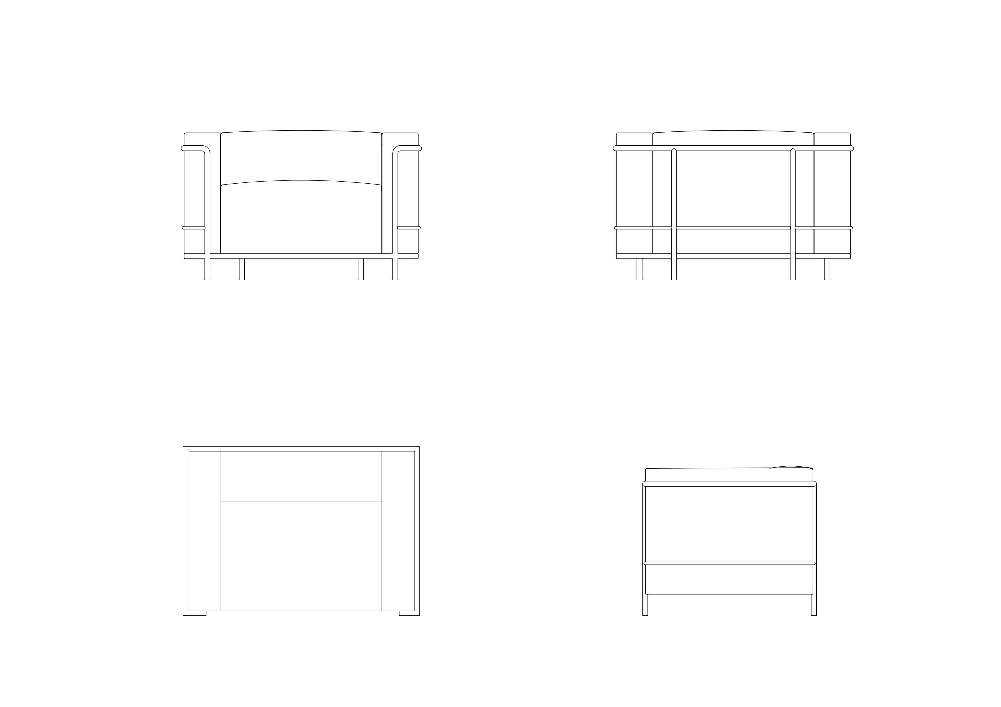 Free LC3 Armchair by Le Corbusier CAD Block – DWG, DXF, PDF Format