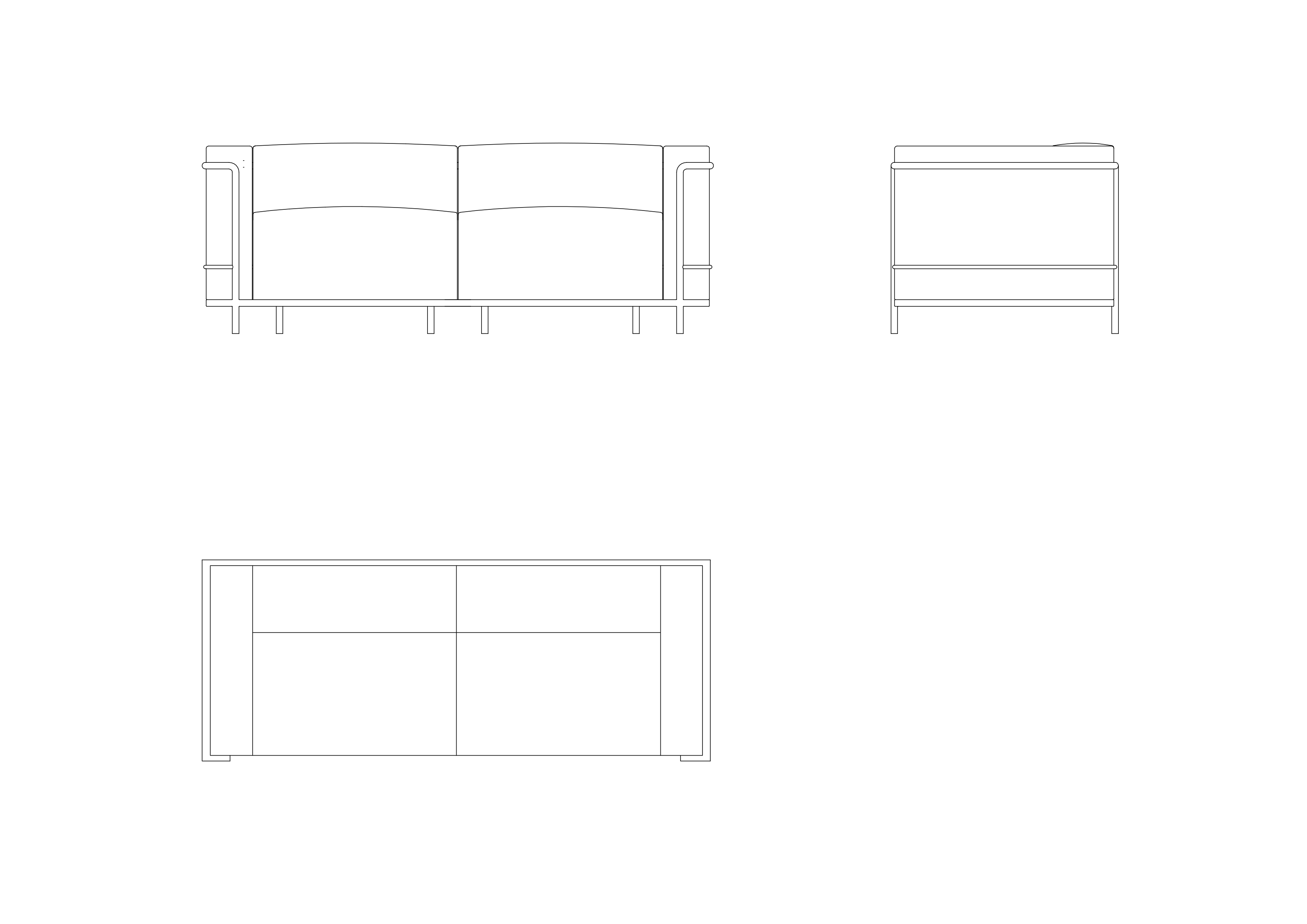 Free LC3 Sofa by Le Corbusier CAD Block – DWG, DXF, PDF Format
